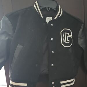 GAP Kids Black and White Gently Used Letterman Jacket